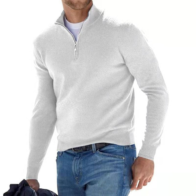 Jersey Casual de Media Cremallera y Manga Larga para Hombre