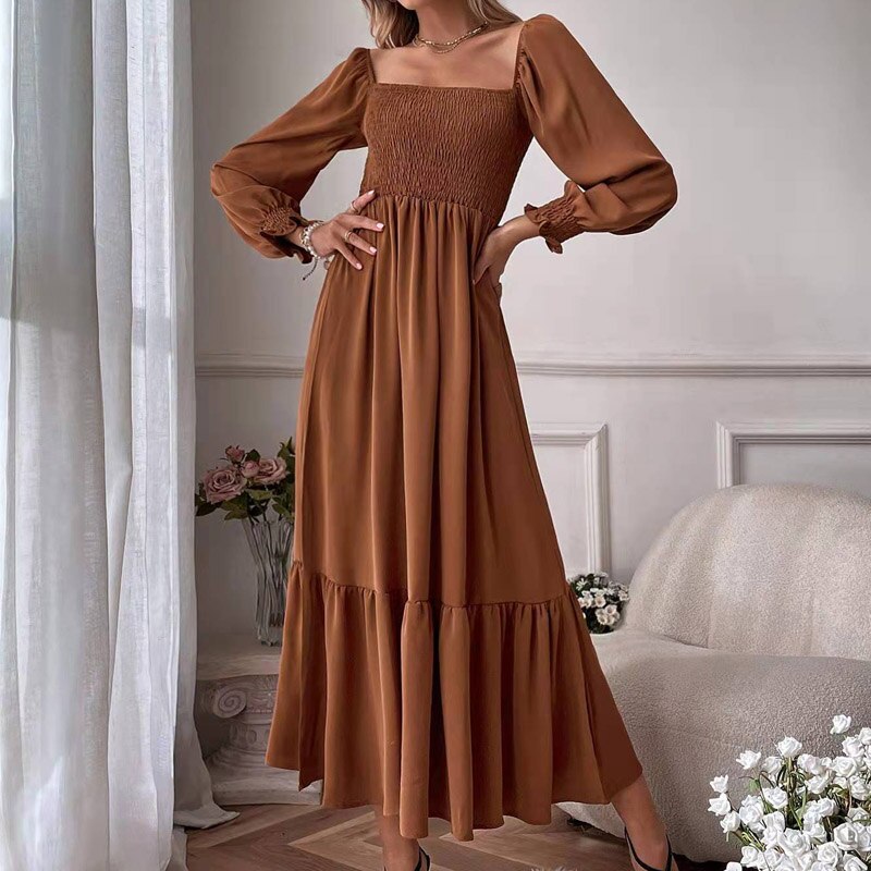 Vestido Largo con Mangas Acampanadas
