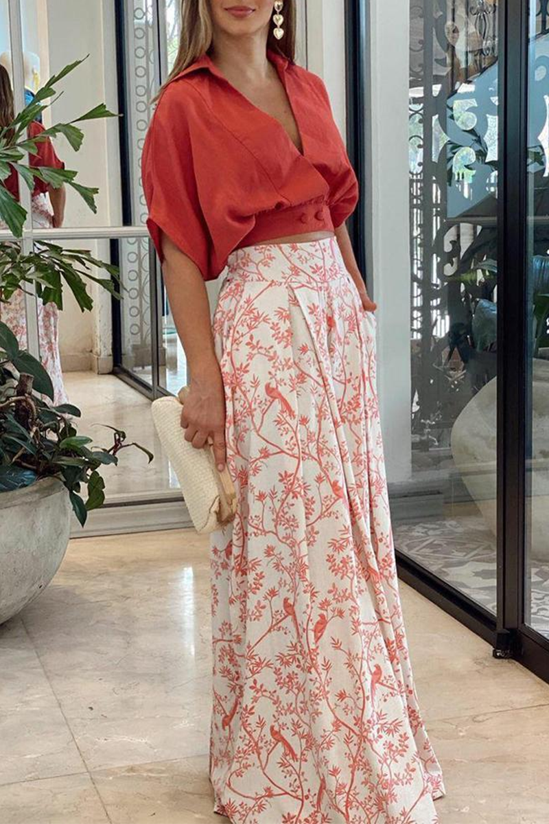 Pantalón Palazzo Estampado Floral Mujer Cintura Alta