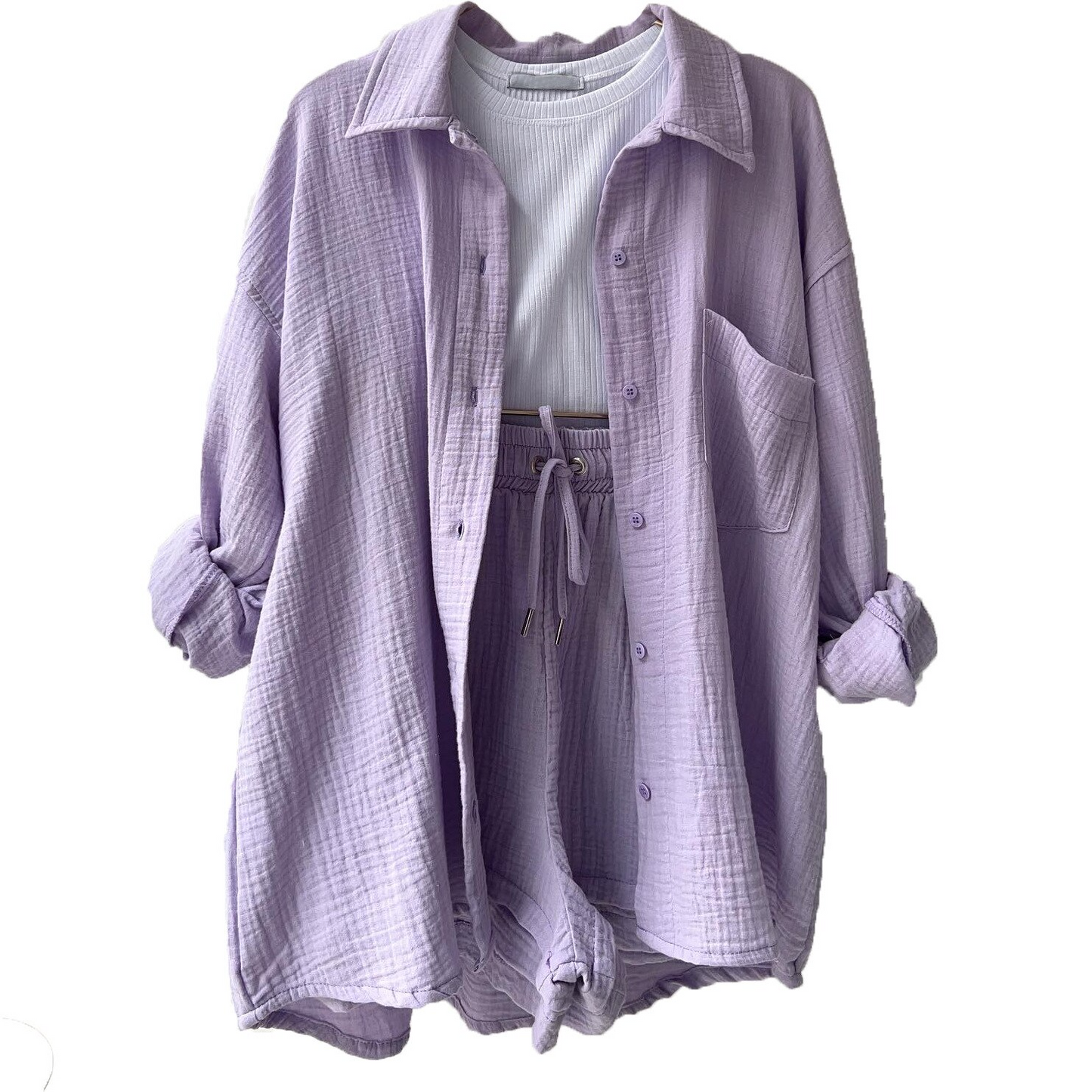 Conjunto de Verano en Algodón: Camisa y Shorts