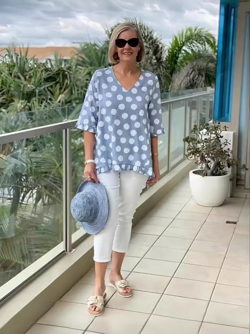 Blusa con Puntos Escote en V