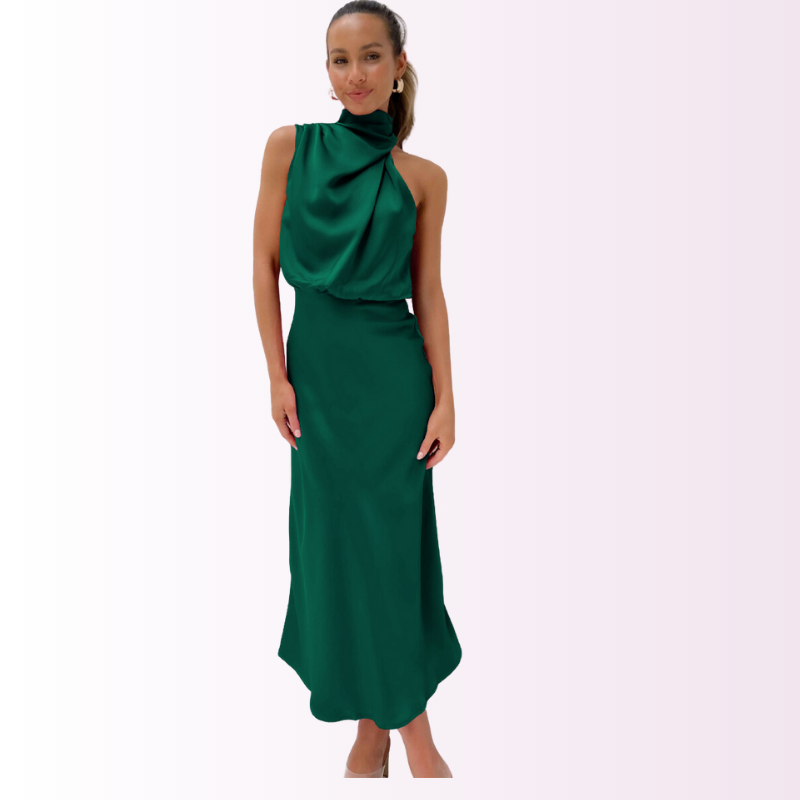 Vestido Largo sin Mangas con Cuello Alto para Mujer
