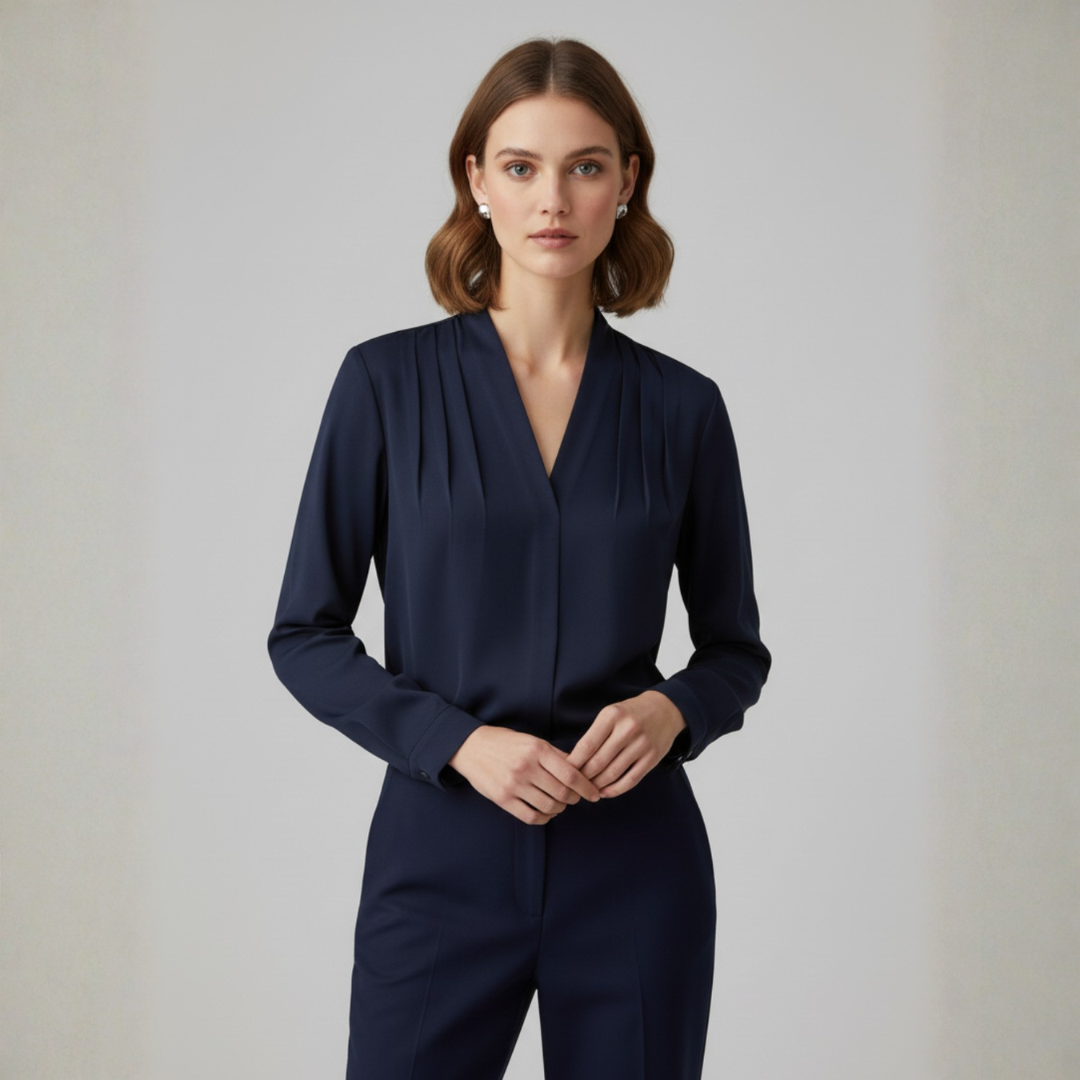 Blusa Mujer Manga Larga con Escote en V