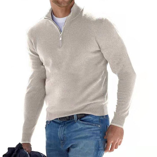 Jersey Casual de Media Cremallera y Manga Larga para Hombre