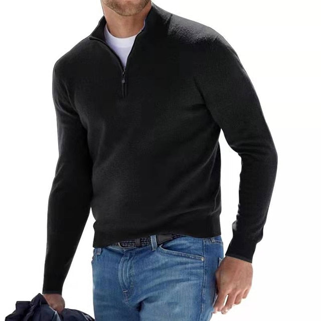 Jersey Casual de Media Cremallera y Manga Larga para Hombre