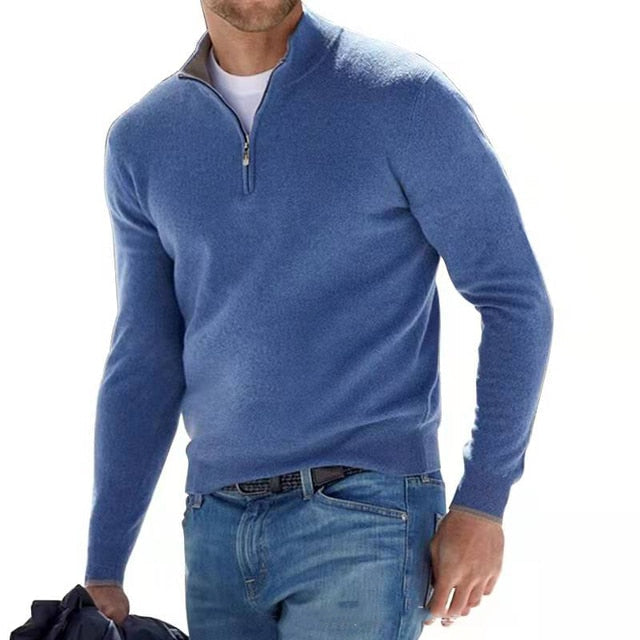 Jersey Casual de Media Cremallera y Manga Larga para Hombre