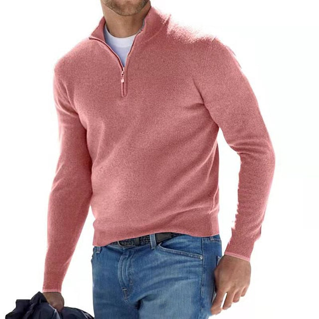 Jersey Casual de Media Cremallera y Manga Larga para Hombre