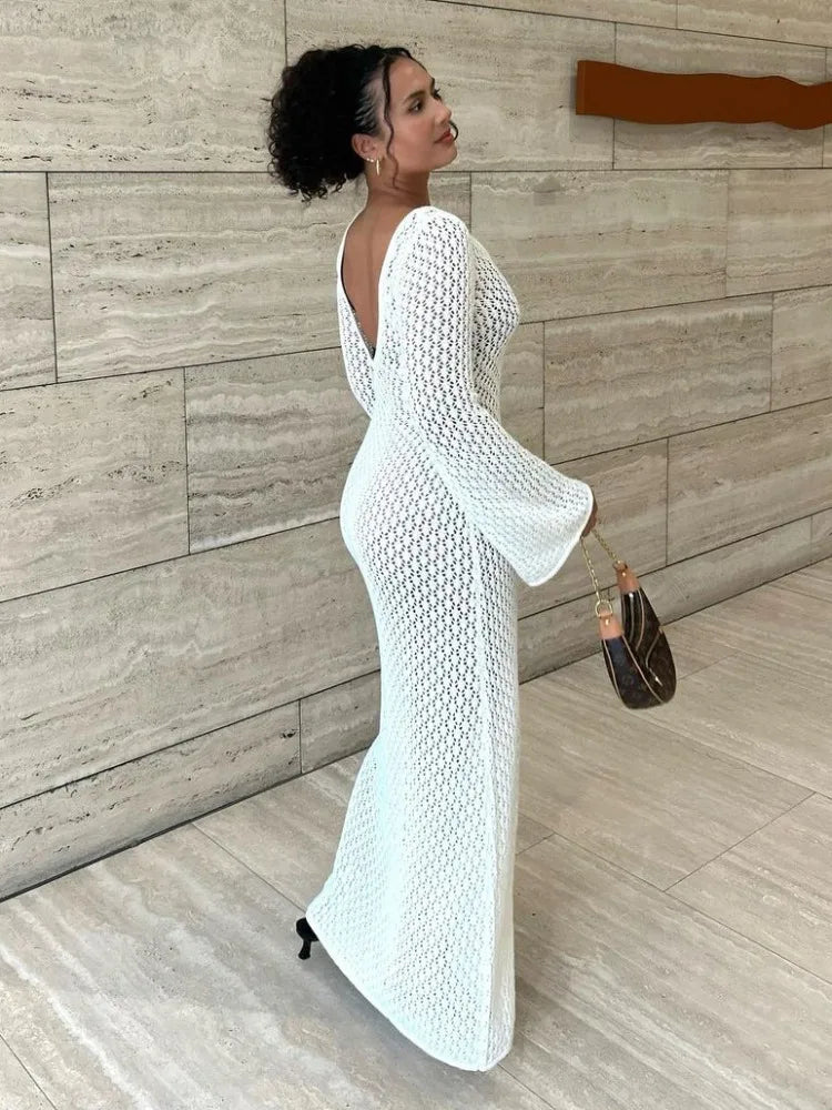 Vestido Largo de Punto Blanco