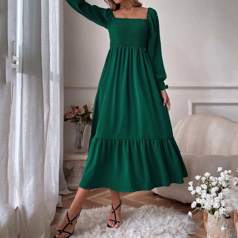 Vestido Largo con Mangas Acampanadas
