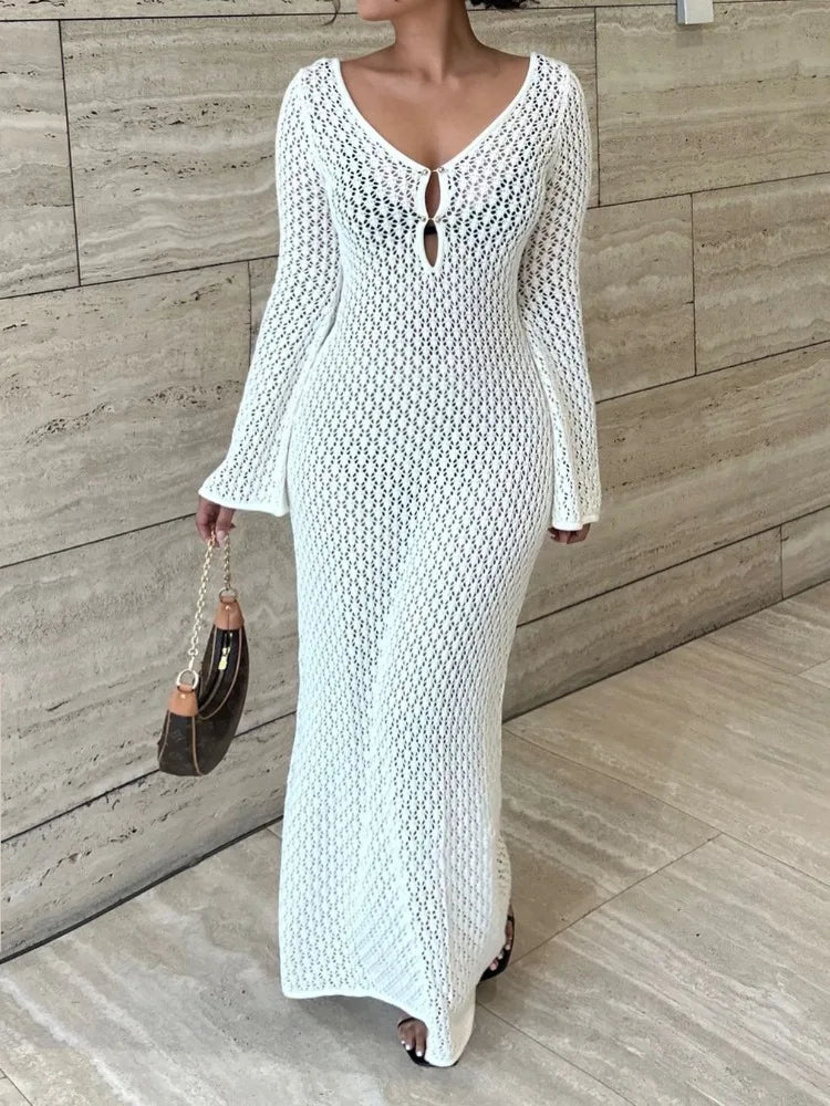 Vestido Largo de Punto Blanco