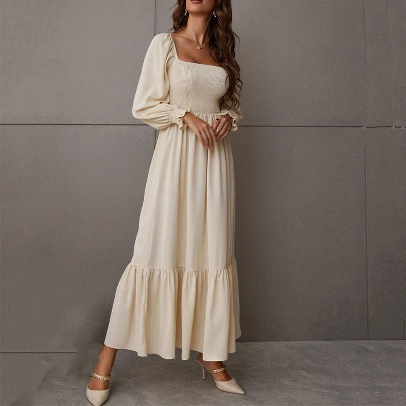 Vestido Largo con Mangas Acampanadas