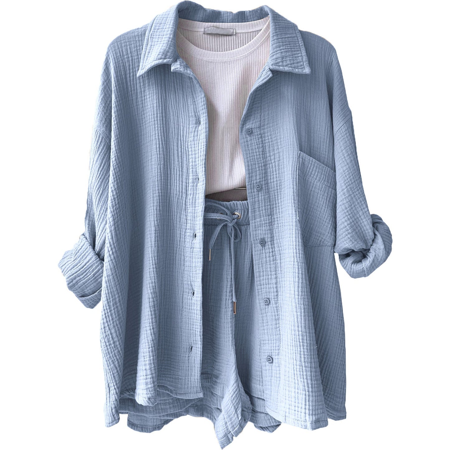 Conjunto de Verano en Algodón: Camisa y Shorts