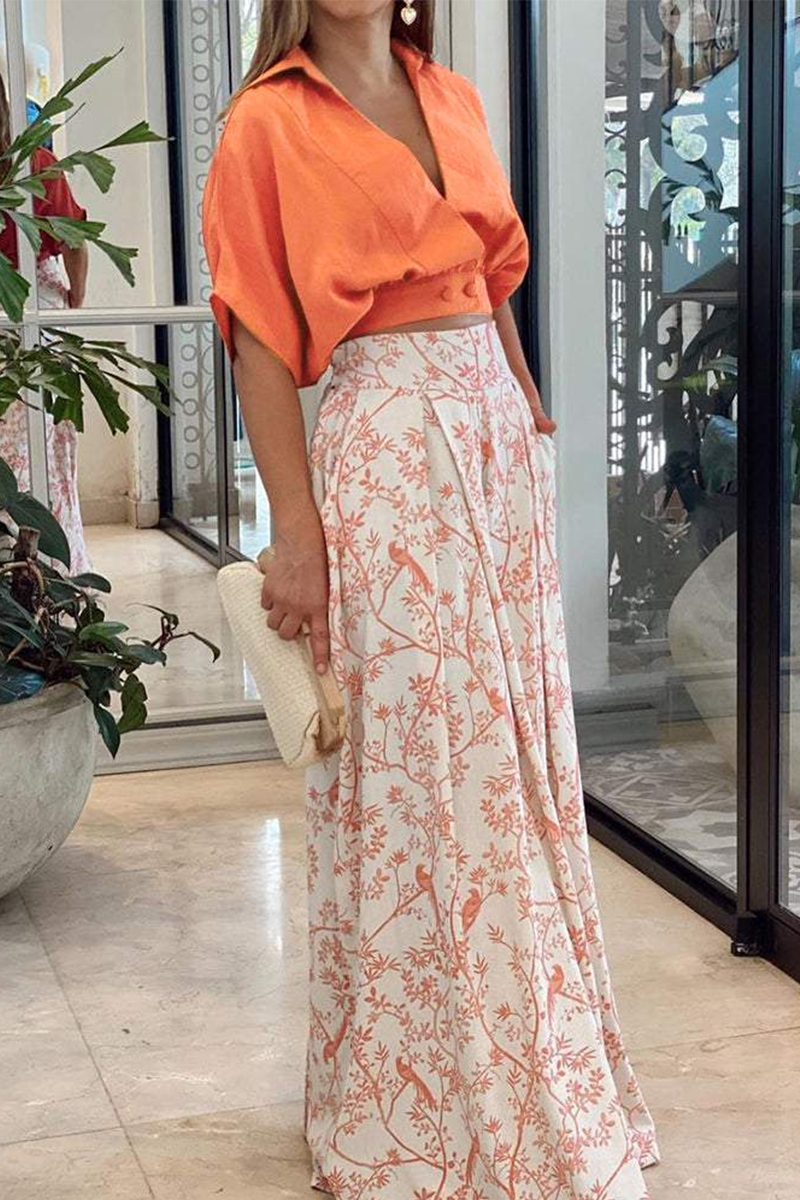 Pantalón Palazzo Estampado Floral Mujer Cintura Alta