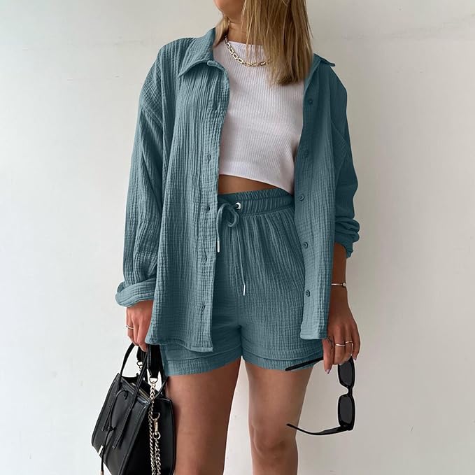 Conjunto de Verano en Algodón: Camisa y Shorts