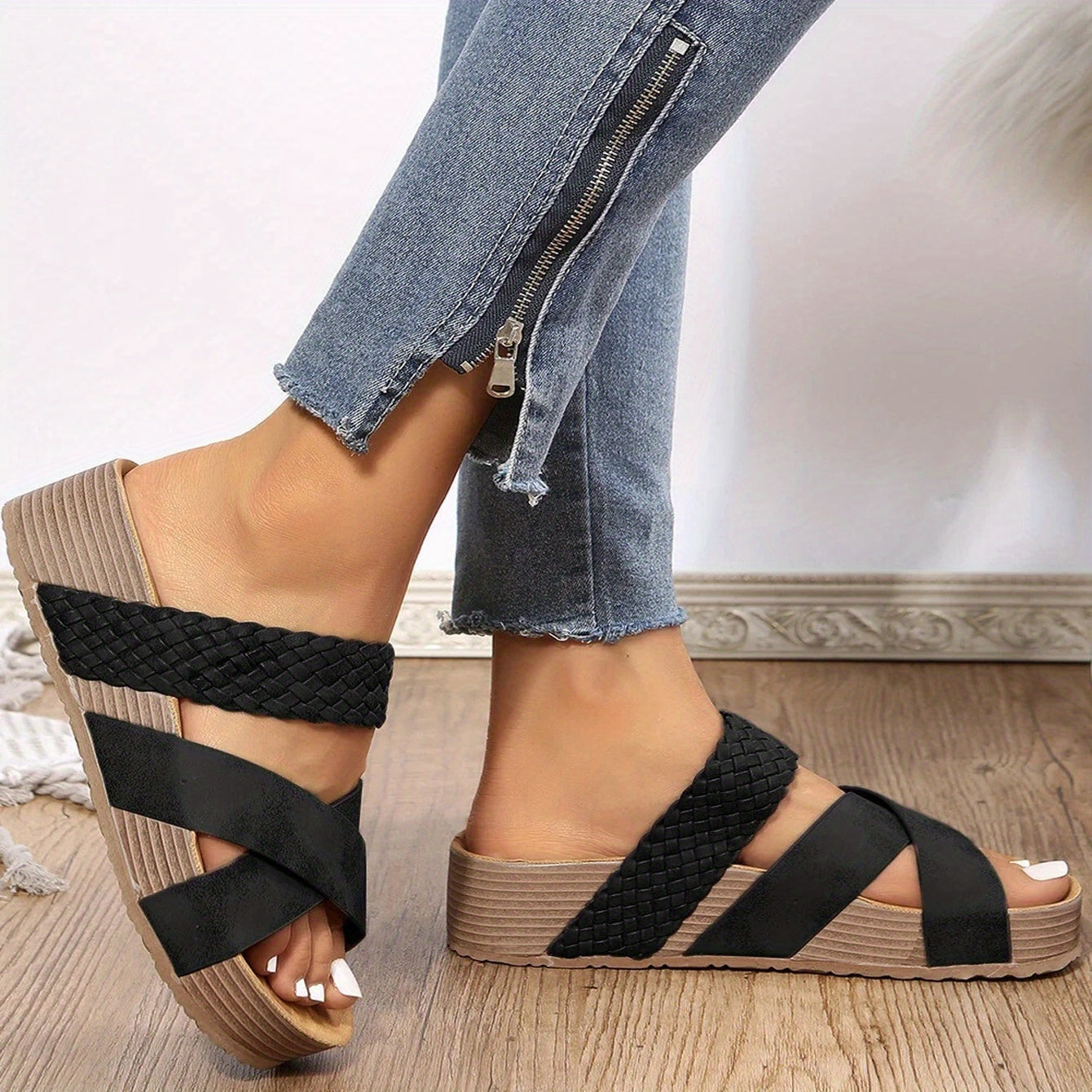 Sandalias Cuña Trenzadas Mujer