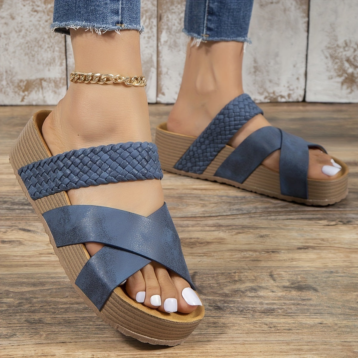 Sandalias Cuña Trenzadas Mujer