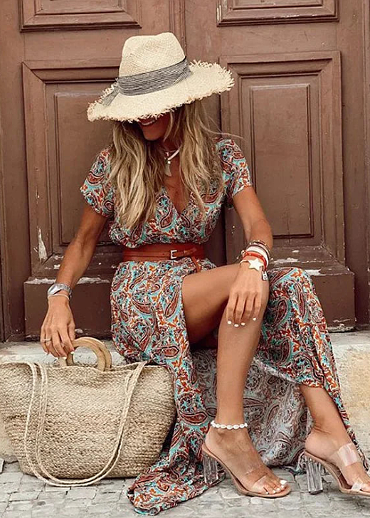 Vestido Largo de Verano Estampado Floral Mujer