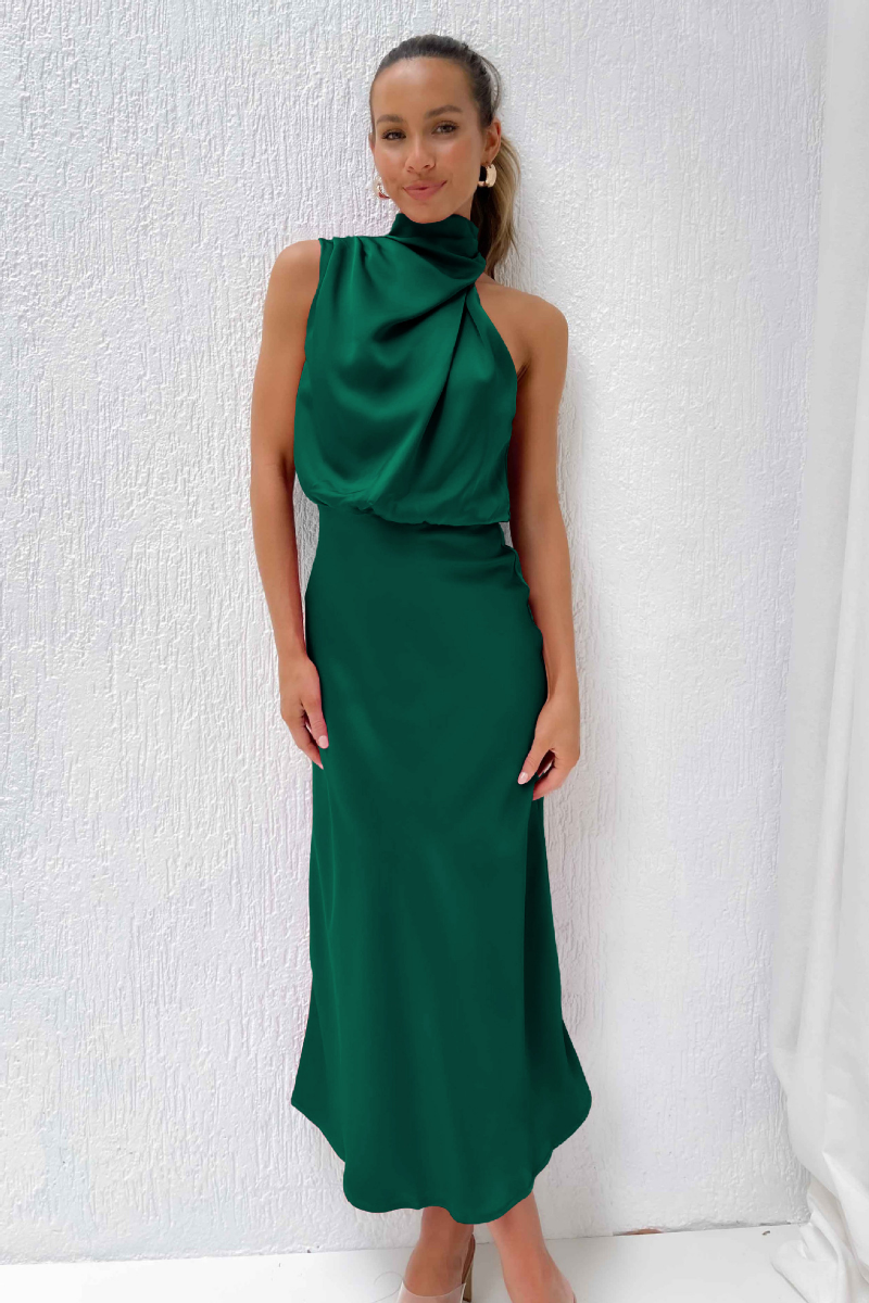 Vestido Largo sin Mangas con Cuello Alto para Mujer