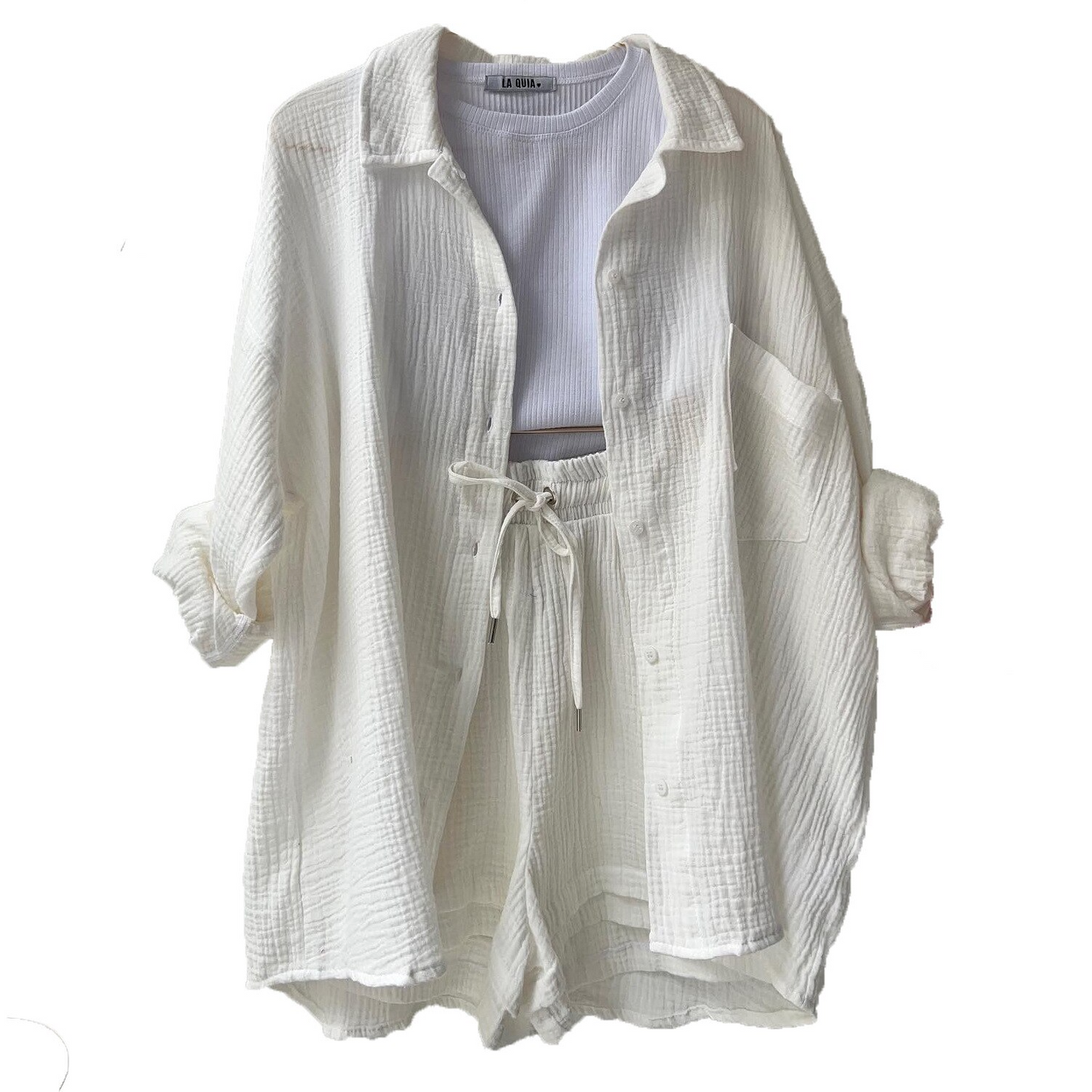 Conjunto de Verano en Algodón: Camisa y Shorts