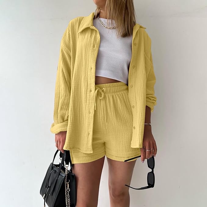 Conjunto de Verano en Algodón: Camisa y Shorts