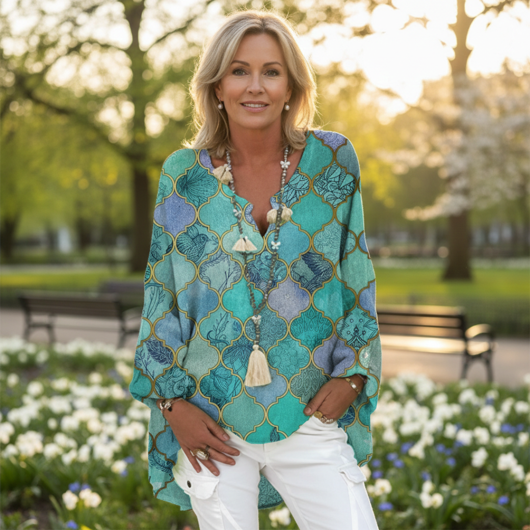 Camisa de Lino con Botones y Corte Largo