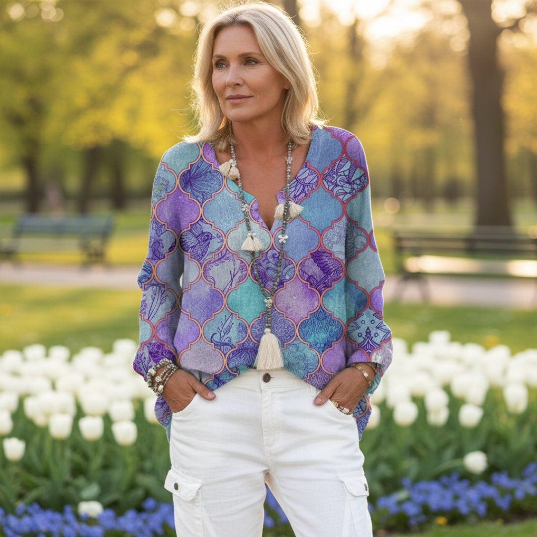 Camisa de Lino con Botones y Corte Largo