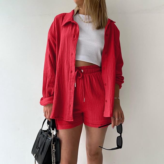 Conjunto de Verano en Algodón: Camisa y Shorts
