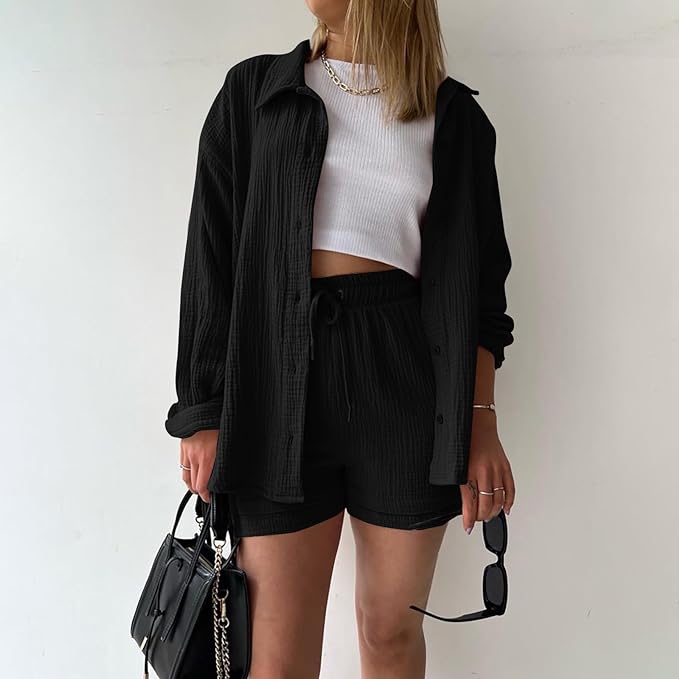 Conjunto de Verano en Algodón: Camisa y Shorts